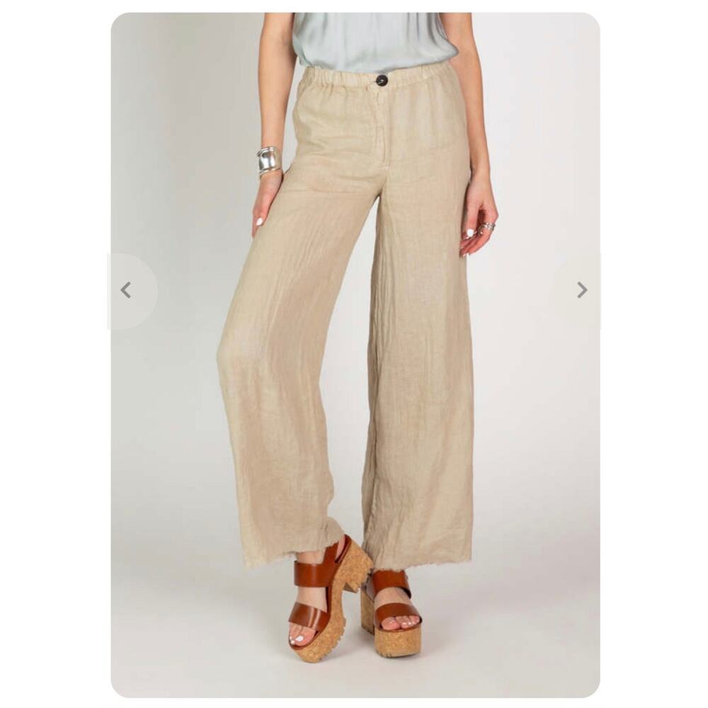 Jaga Eva Pants in Oat. Wide Leg Linen Pants. Size 0‎